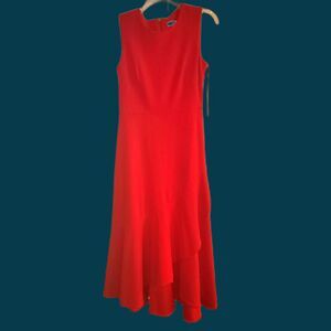 NWT Calvin Klein Sleeveless Mermaid Red Ruffle Dress Size 4 CD9C15L4 Cocktail